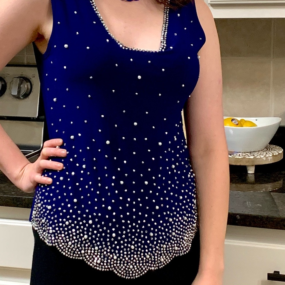 Sparkling Navy Holiday Top
